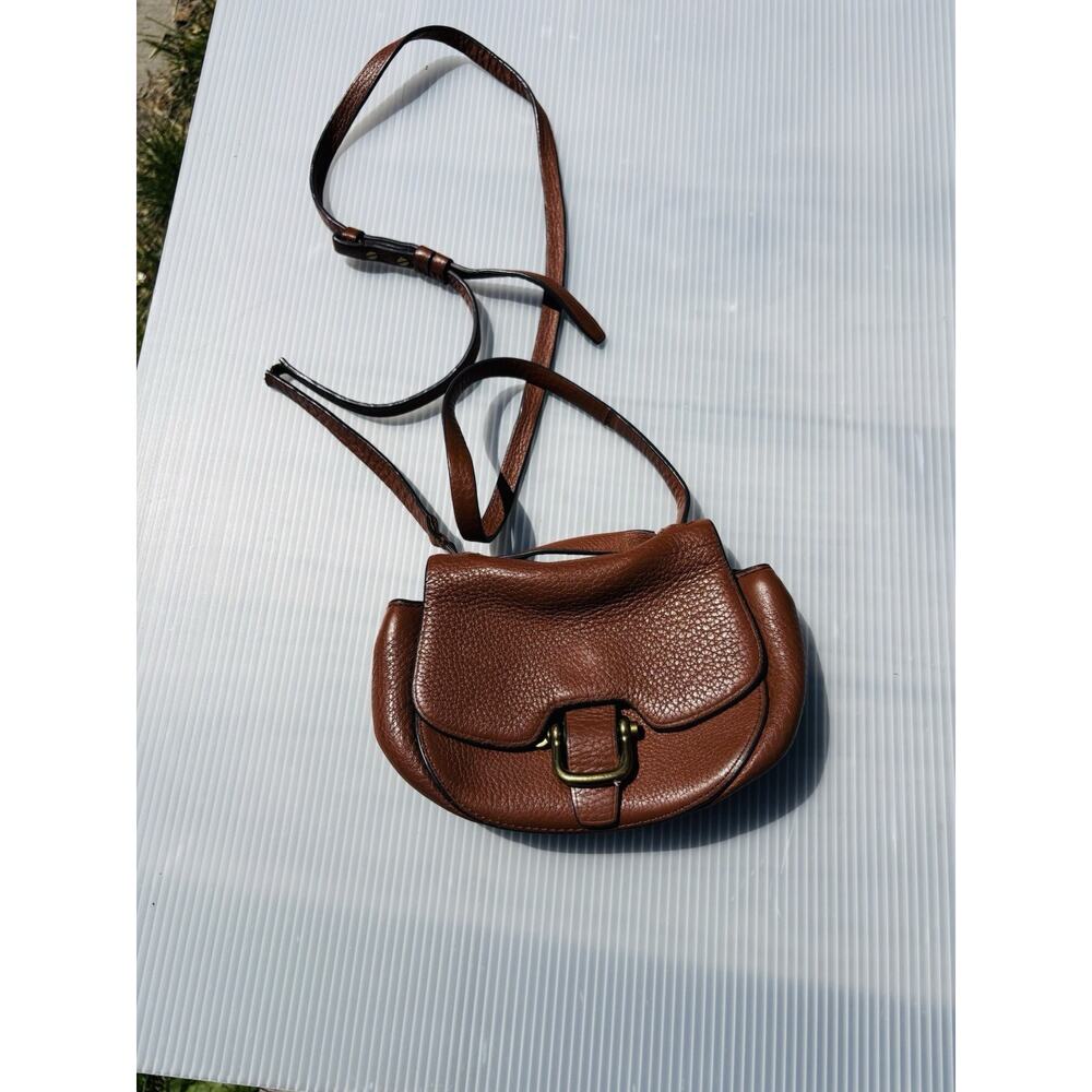 J Crew 8‎ x 5 x 3 Bronze Brown Hardware 100% Leather Crossbody Purse